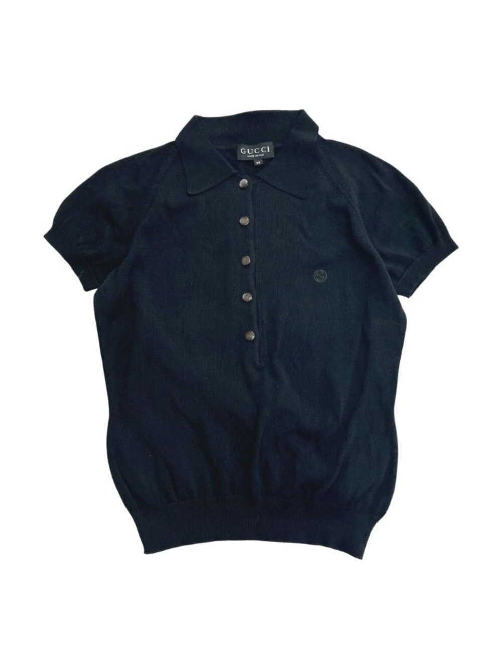 Gucci Tom Ford Era Interlocking G Knit Polo Shirt Top Vintage Archive Black M